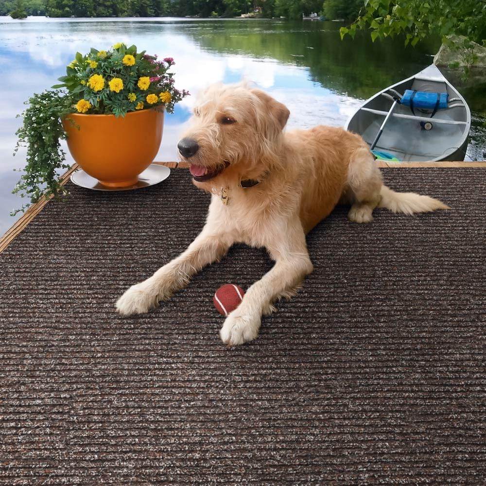 Heavy-Duty Ribbed Indoor Outdoor Carpet - Tuscan Brown - 6 Feet X 10 Feet C4253