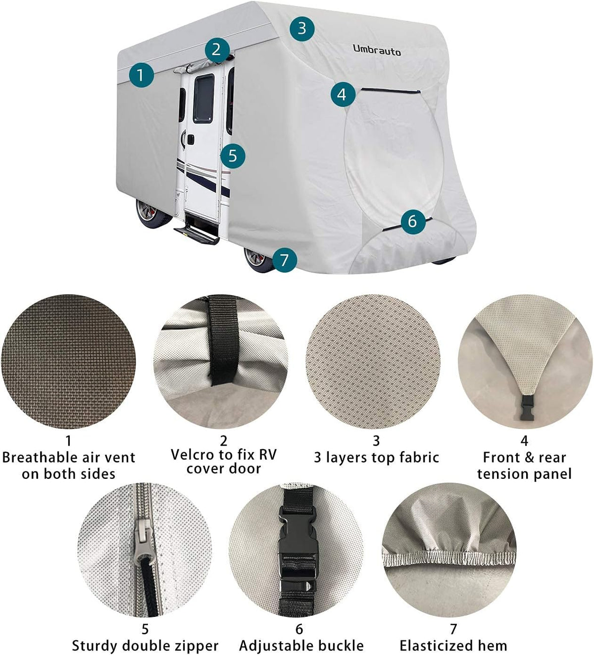 3 Layers Waterproof Ripstop RV Cover Fits 29Ft to 32Ft, Grey C960