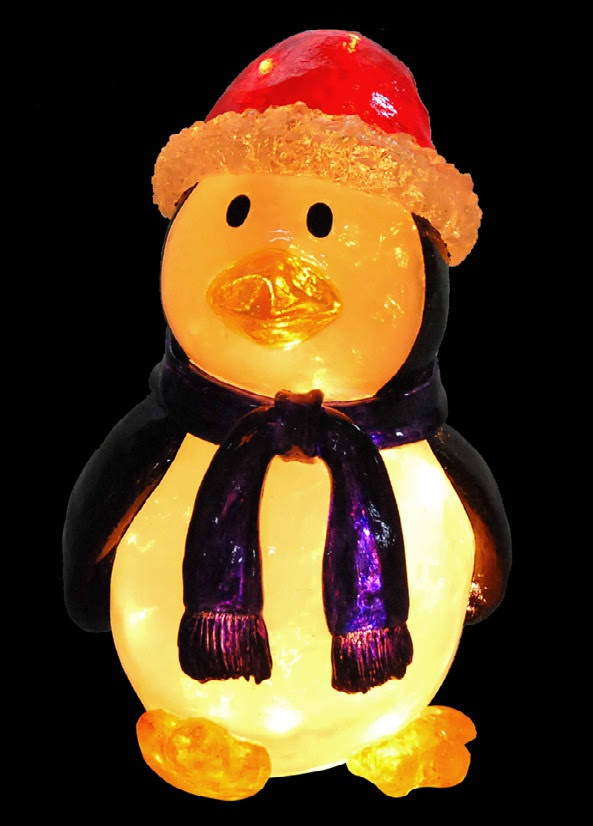 Illuminated Fiberglass Penguin Black/White P23827