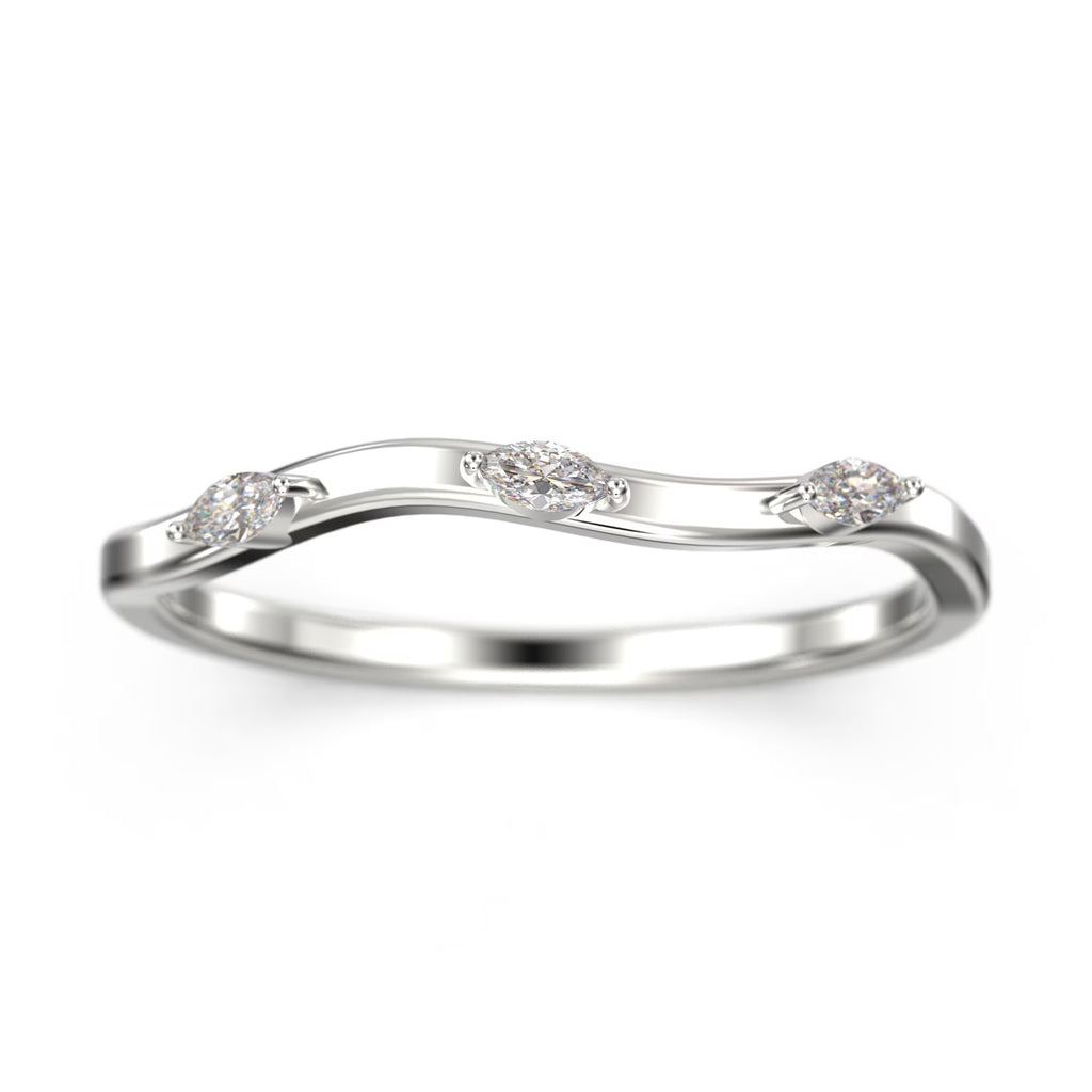 Marquise Cut Diamond Moissanite 925 Sterling Silver Wedding Band P38094