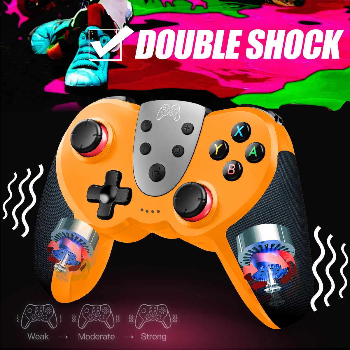 Wireless Controller with 4 Vibration Levels, Adjustable Turbo Speed, NFC Technology (Orange) J522523