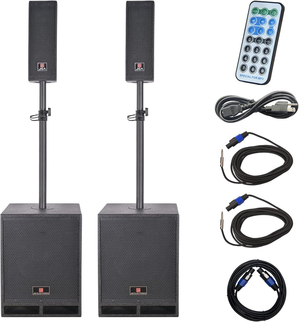 4000W 12-inch PA Speaker System Combo Set with Remote Control, Line Array Speakers with Built-in MP3 USB FM SD Card Bluetooth & Subwoofer Q671847