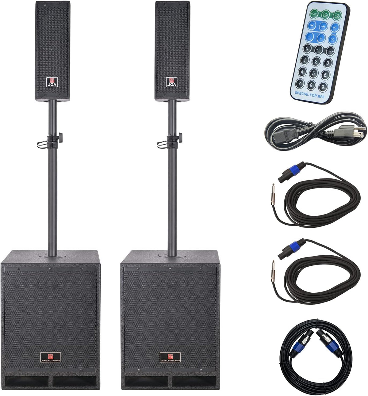 4000W 12-inch PA Speaker System Combo Set with Remote Control, Line Array Speakers with Built-in MP3 USB FM SD Card Bluetooth & Subwoofer Q671847