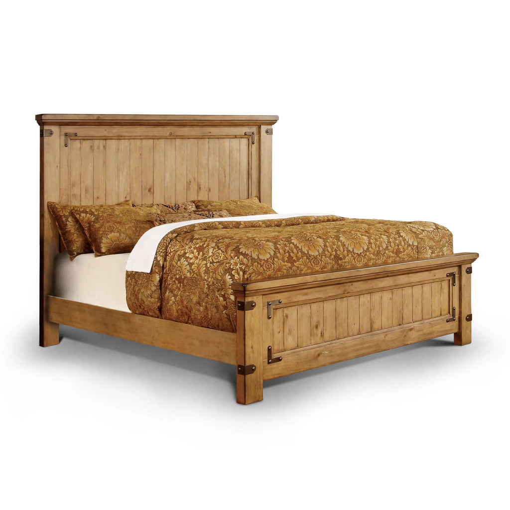 California King Bed and Nightstand Weathered Elm Bedroom Set L2688