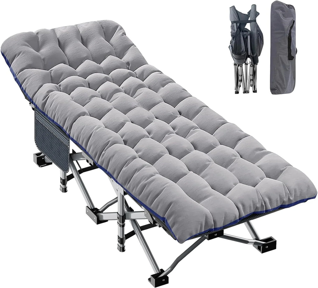 2 Pack Folding Camping Cot with Mattress and Carry Bag D850016