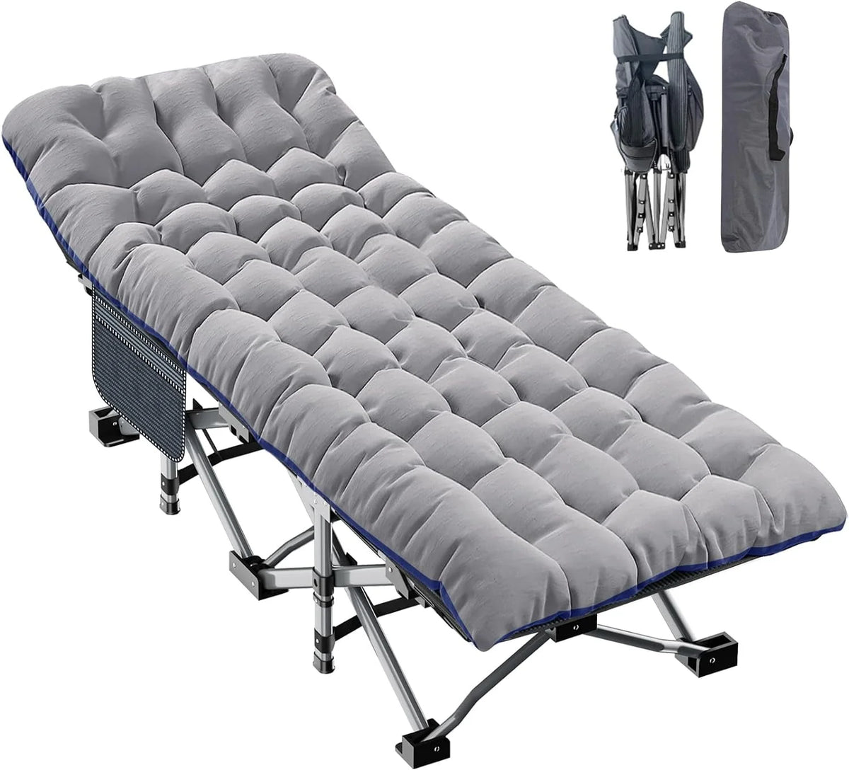 2 Pack Folding Camping Cot with Mattress and Carry Bag D850016