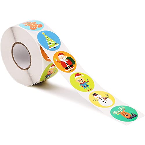 1,000-Piece Self-Adhesive Round Christmas Stickers C2206