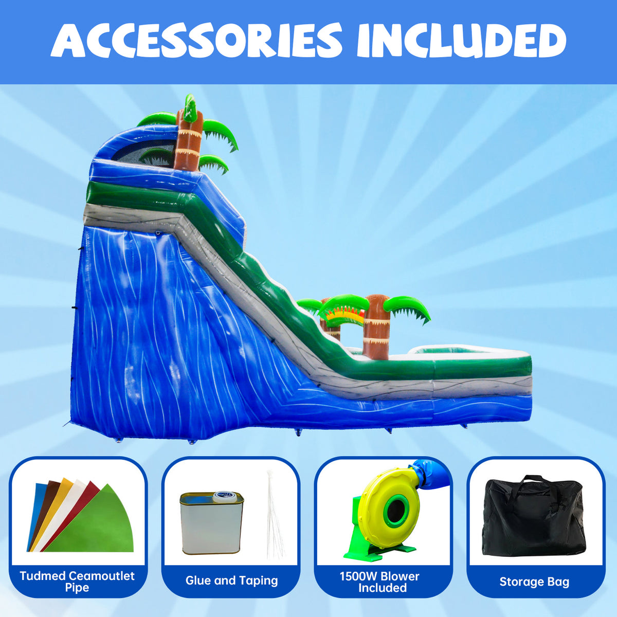 16 ft Inflatable Water Slide with Air Blower E613454