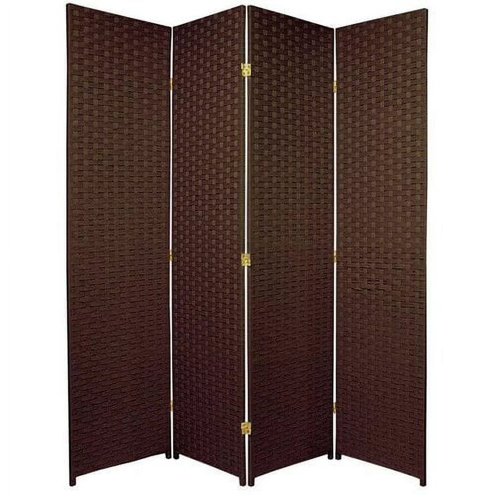 6 ft. Tall 4 Panel Woven Fiber Room Divider J176606