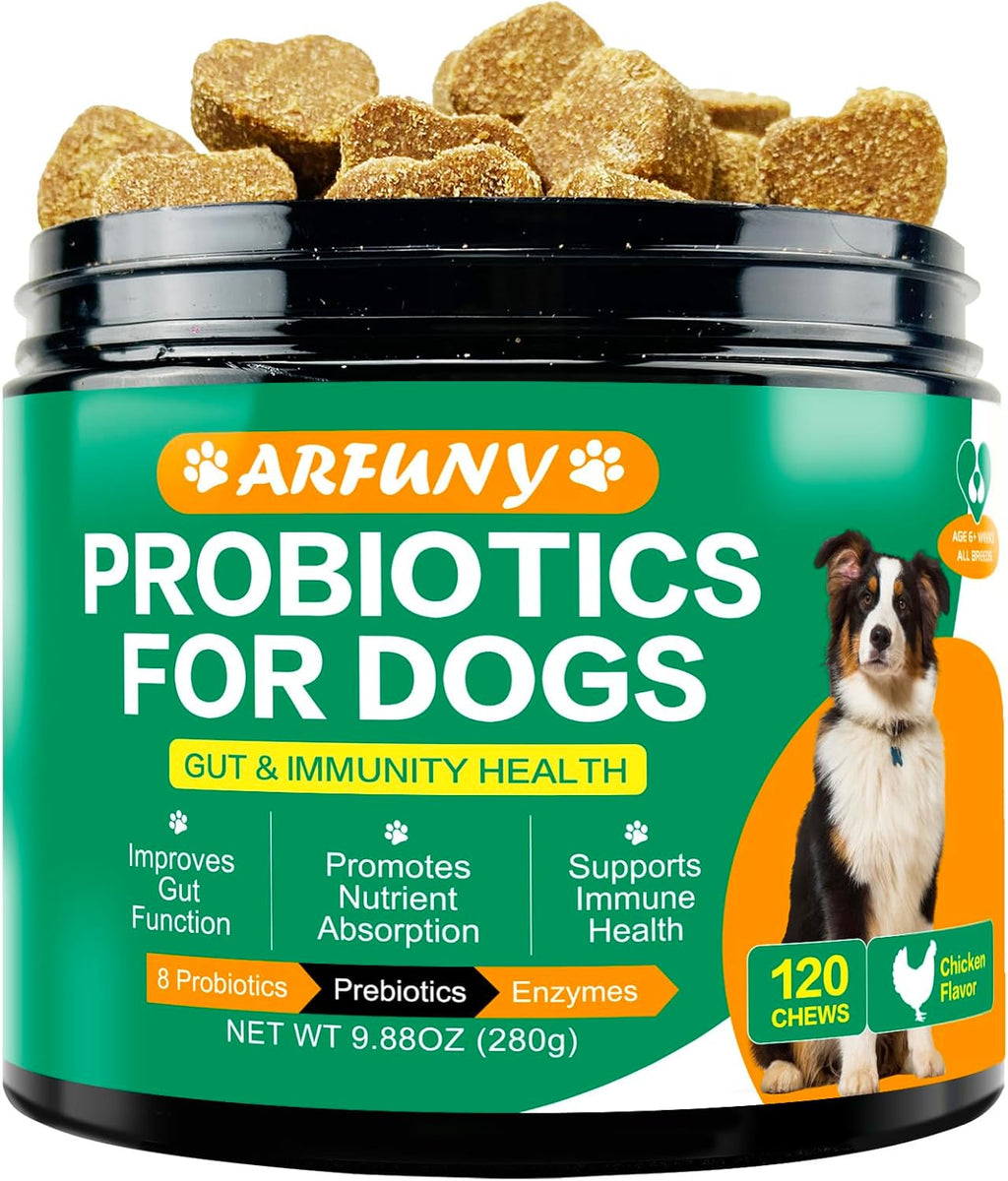 Chicken Flavor Probiotics Chews for Dogs with Prebiotic & Digestive Enzymes (120 Chews) T97196