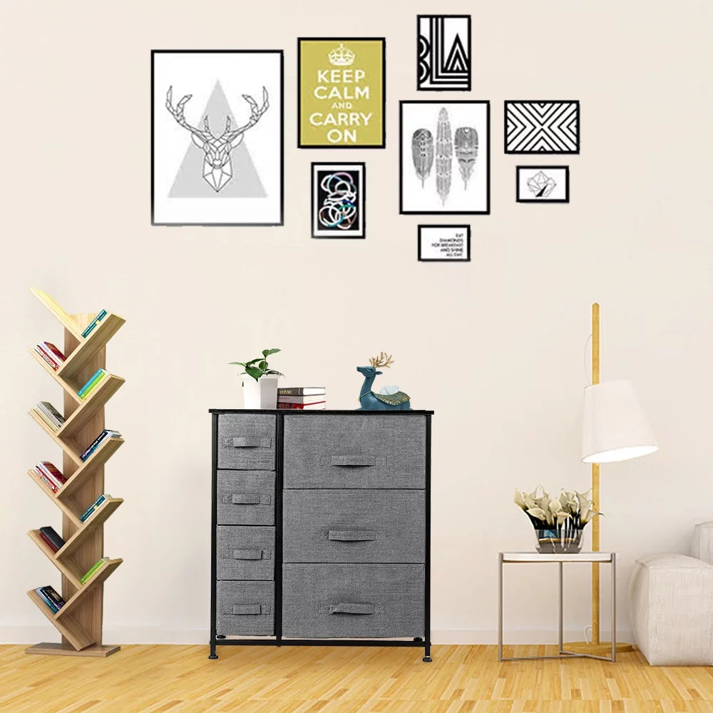Gray 7 Drawer Fabric Dresser U40930