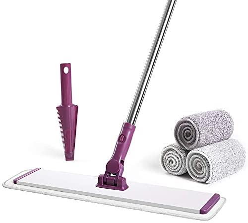 Commercial Flat Microfiber Floor Mop with 4 Washable Pads T46317