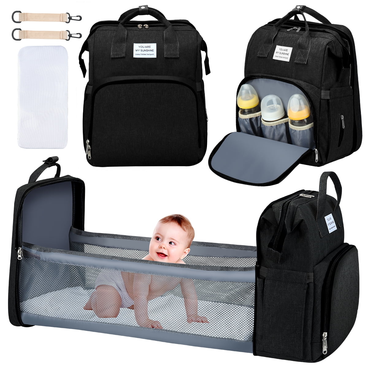 3 in 1 Waterproof Diaper Bag Backpack with Changing Pad B8825