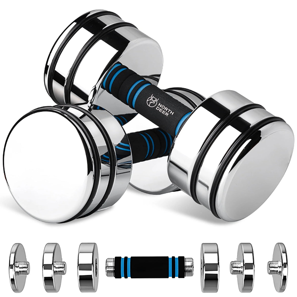 Adjustable Dumbbells Pair Steel Weight Set with Foam Handle S24206