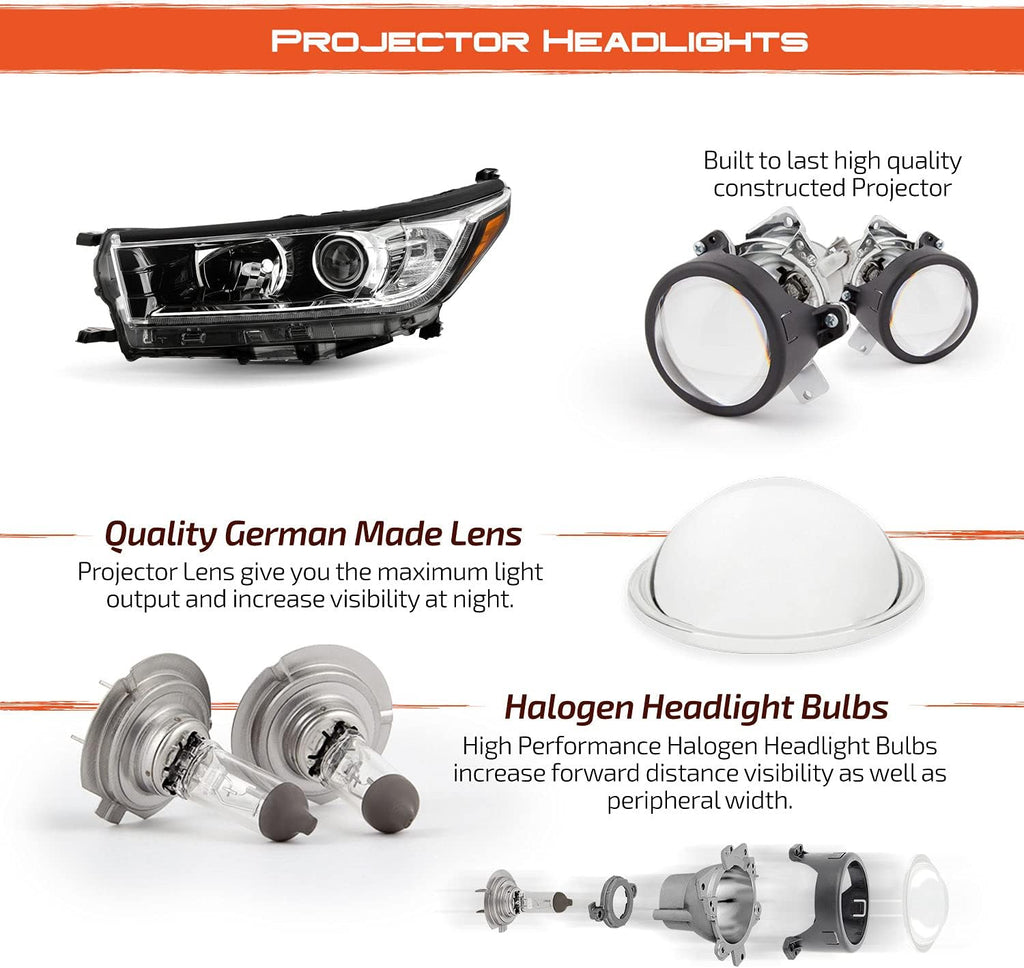 Projector Black Headlight Driver Left side w/LED DRL C57867
