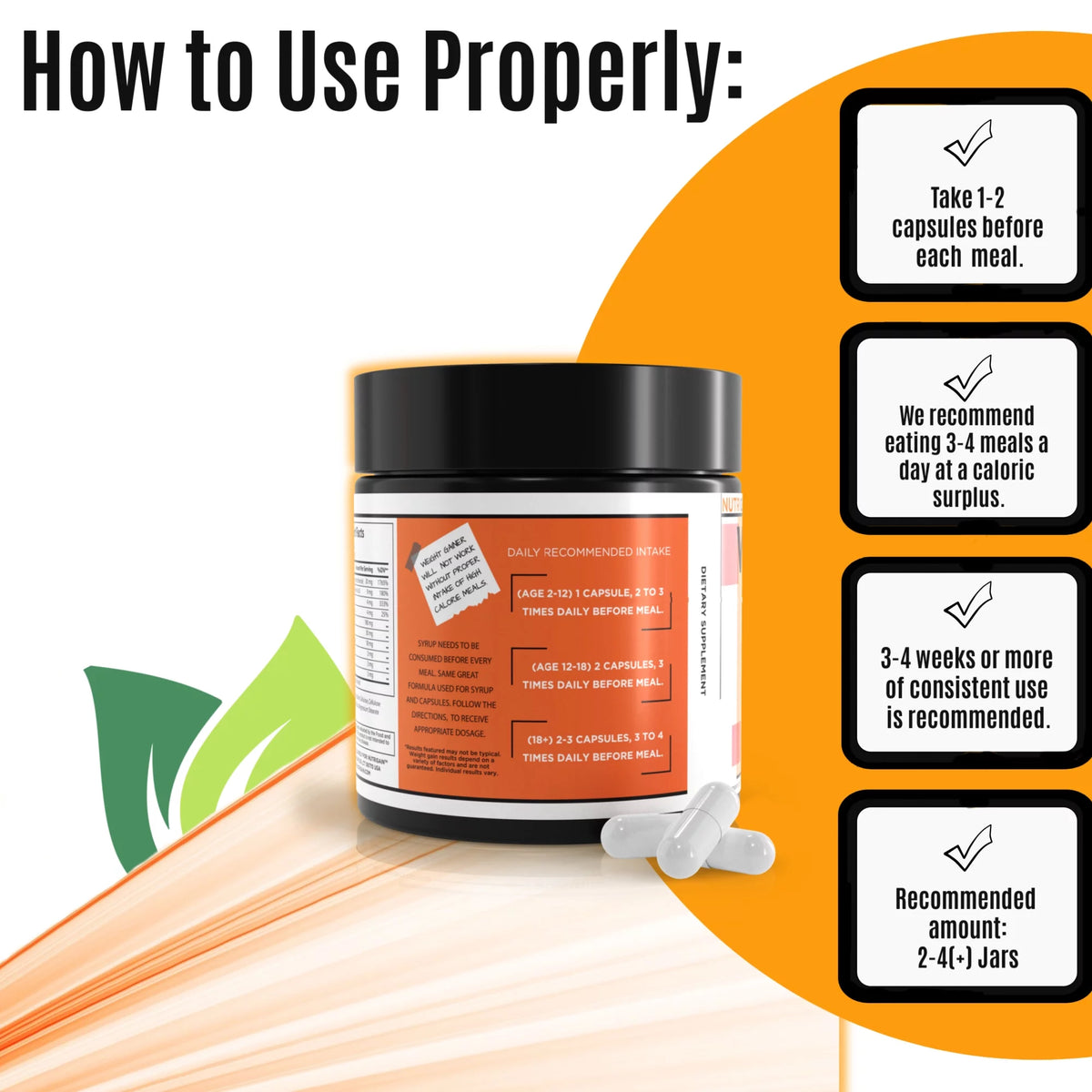Weight Gain Capsules - 6 OZ Jar N7401