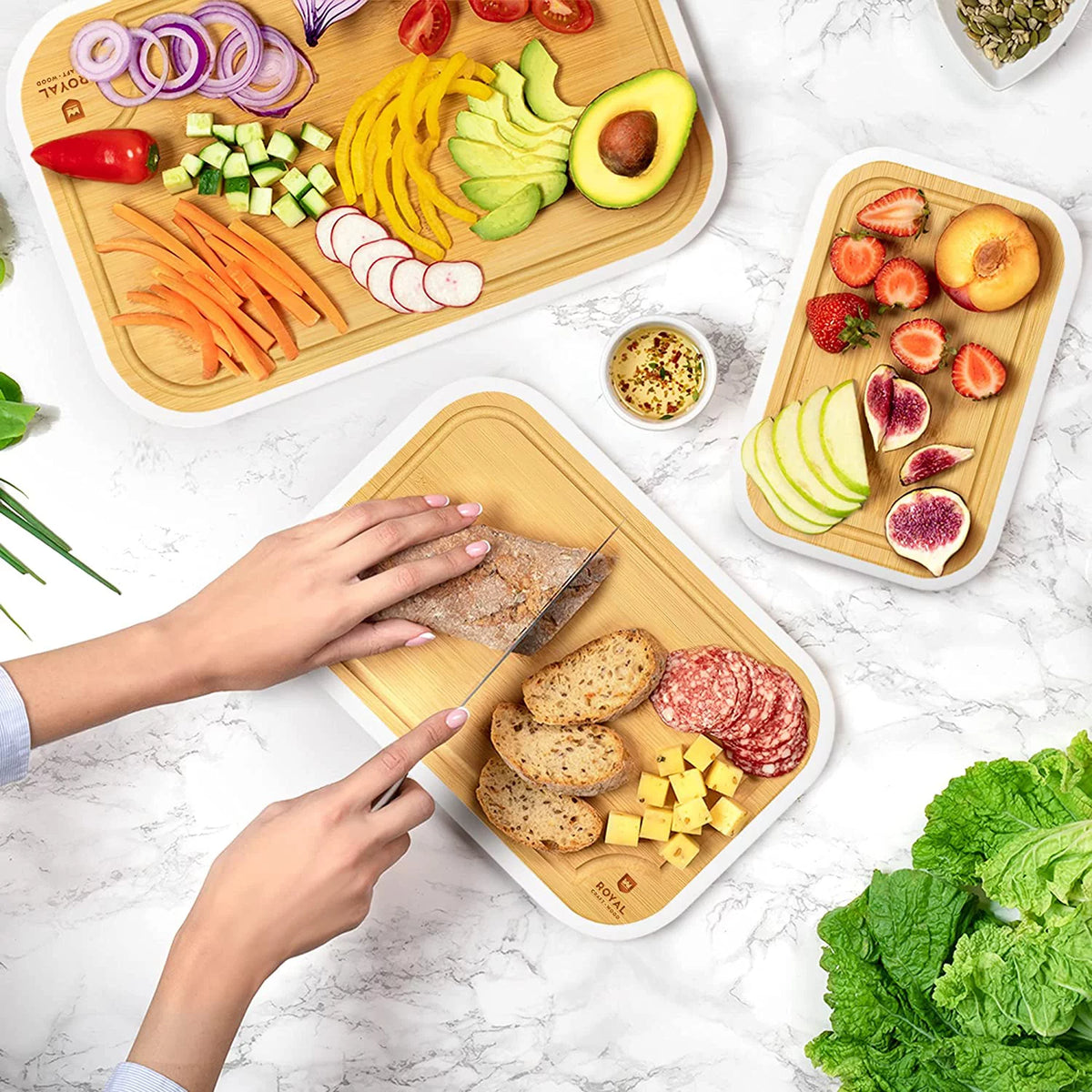 Bamboo Cutting Board with Juice Groove 3-Piece Set R71227