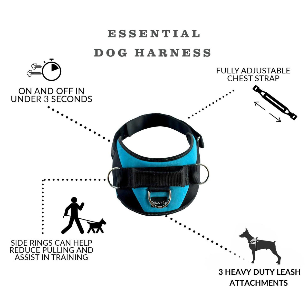 No-Pull Reflective Adjustable Padded Dog Harness O233
