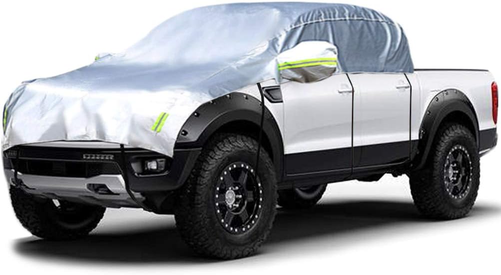 Half Car Cover Waterproof 210D Oxford Fabric Fit Sedan Length 176'' to 193'' E9914