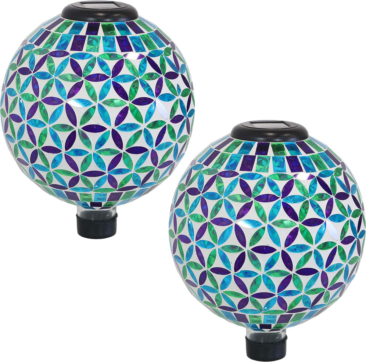 Blue 10-Inch Glass Mosaic Gazing Globe with Solar Light O94156