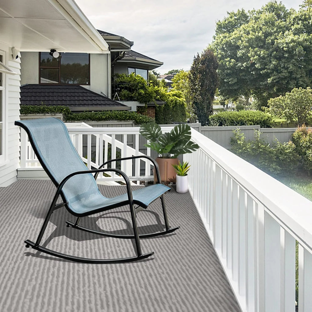 Set of 2 Blue Steel Outdoor Rocking Chair V622635