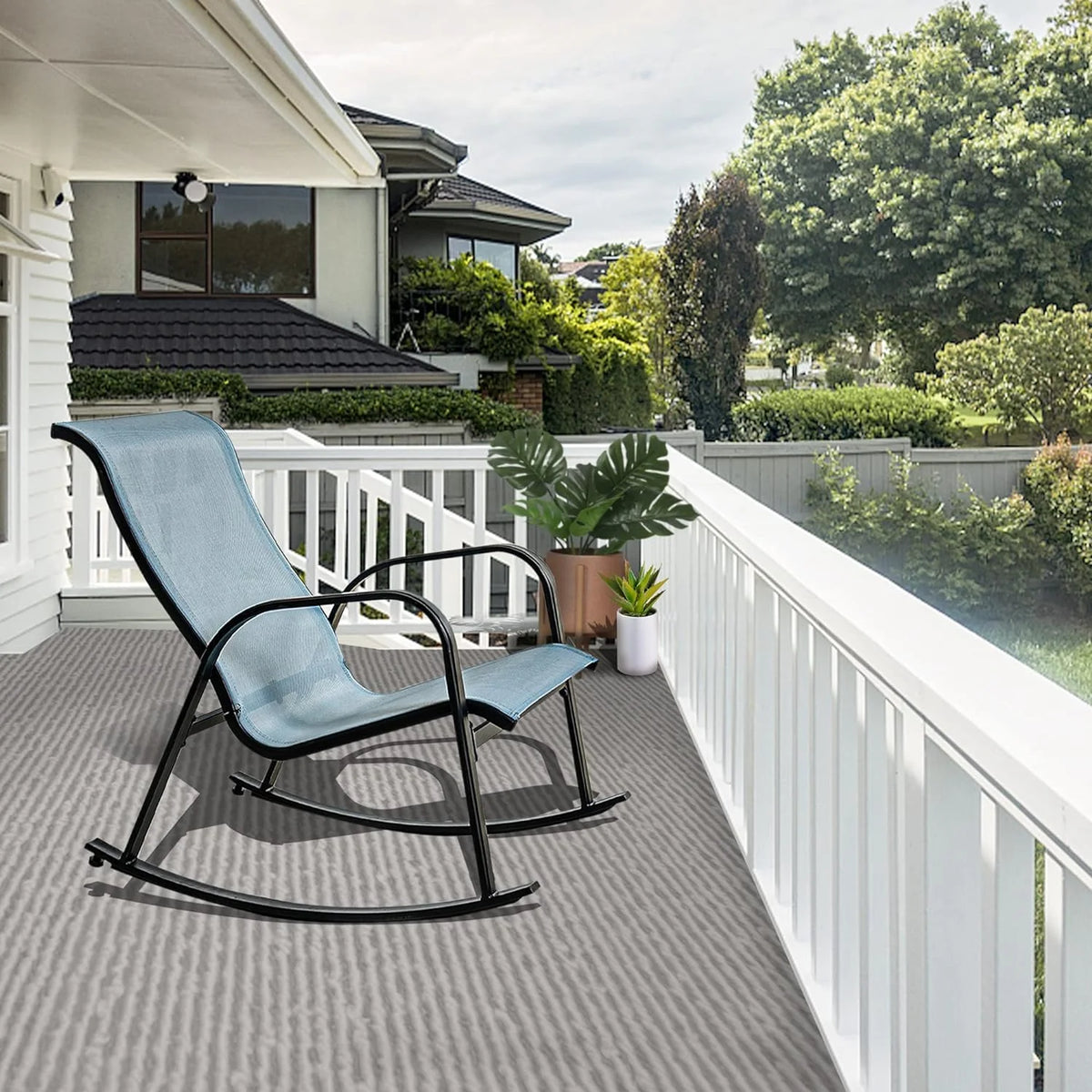Set of 2 Blue Steel Outdoor Rocking Chair V622635