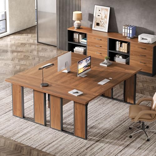 L-Shaped Executive Desk with Drawers Cabinet and Storage Shelves Z366