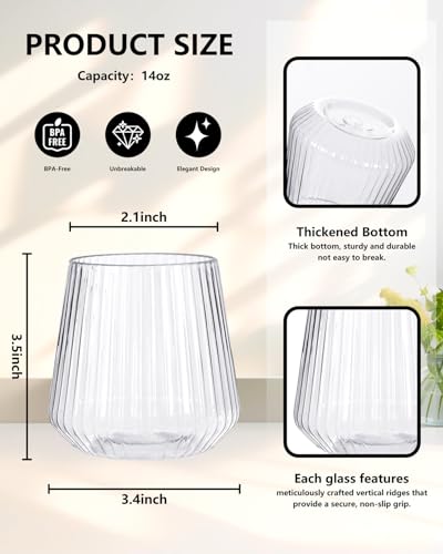 24 Pack 10 OZ Clear Plastic Wine Glasses with Stem X4862