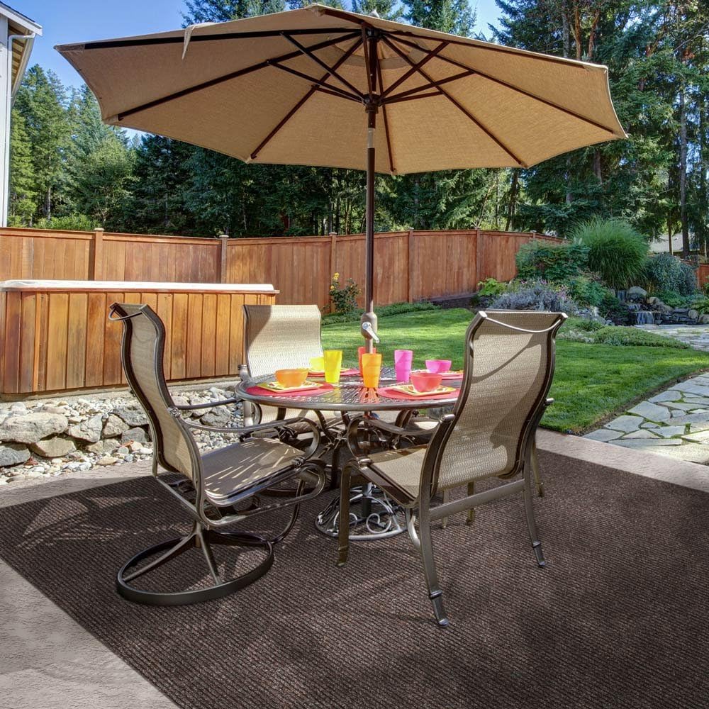 Heavy-Duty Ribbed Indoor Outdoor Carpet - Tuscan Brown - 6 Feet X 10 Feet C4253