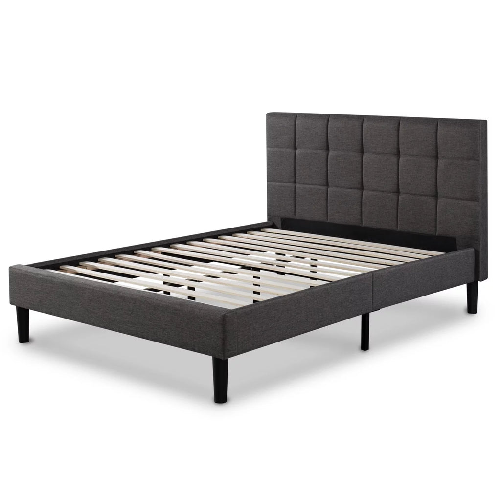Grey Upholstered Platform Bed Frame B846096