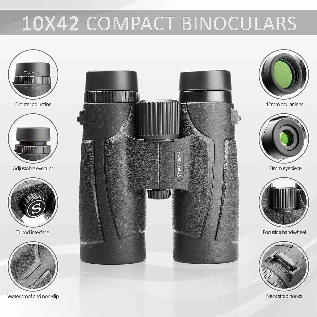 10x42 Waterproof Binoculars with Tripod and Smartphone Adapter G6203
