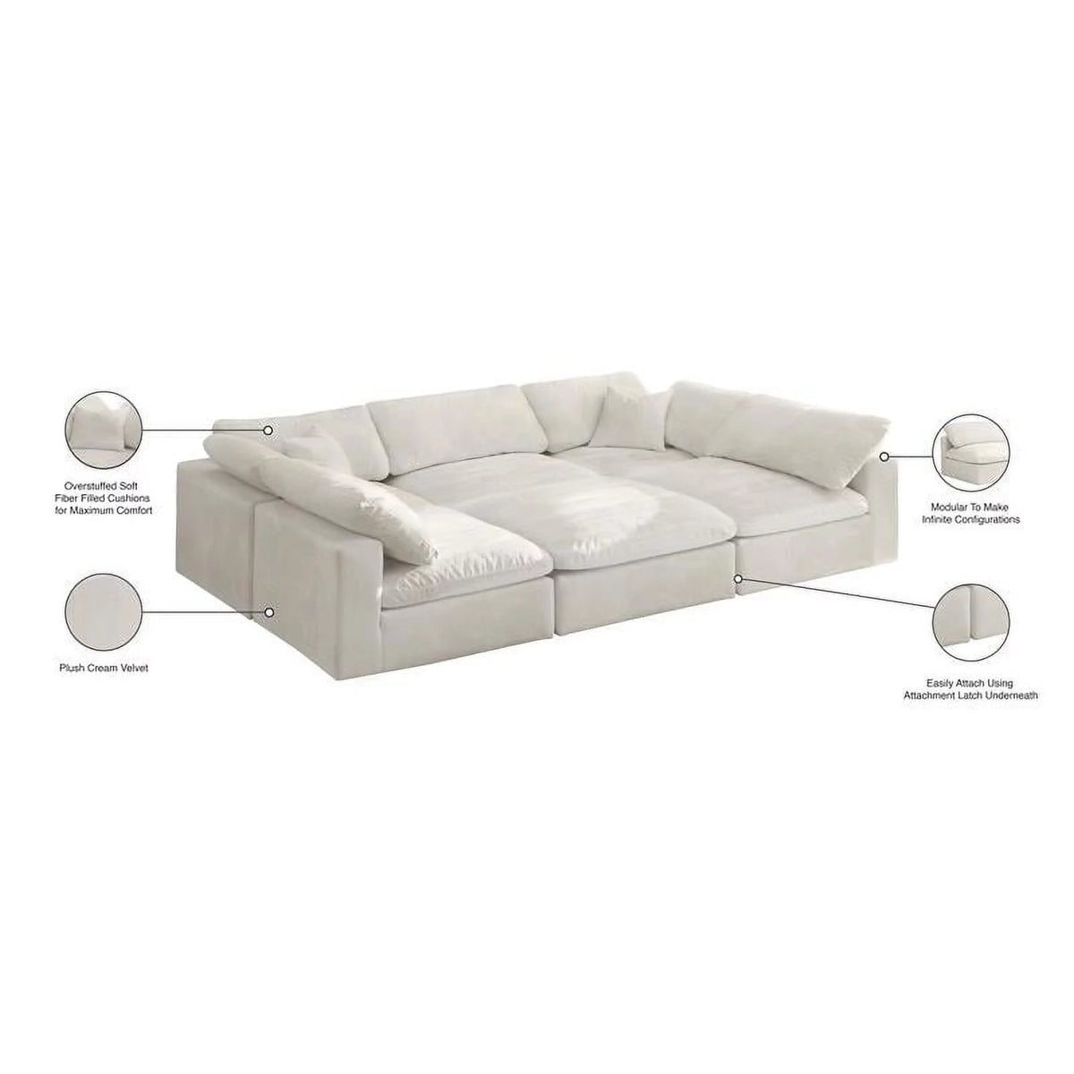 Cream Velvet Modular Sectional J868