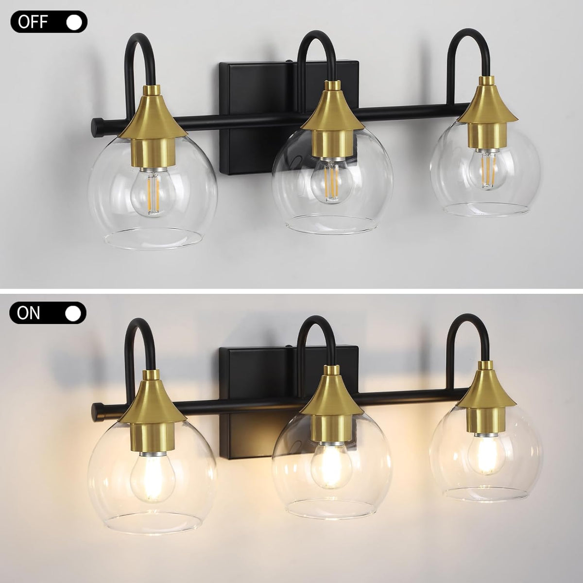 Black Gold 3 Light Bathroom Vanity Light B464