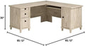 Chalk Oak L-Shaped Desk with Cord Management J9327