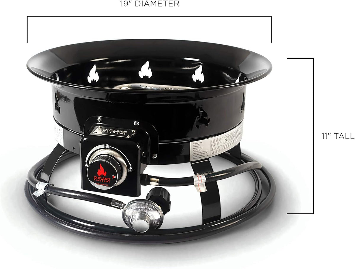 Portable Propane Gas Fire Pit with Cover & Carry Kit, 19-Inch 58,000 BTU, Black Z1754