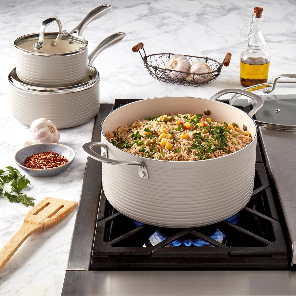10-Piece Fog Aluminum Non-Stick Cookware Set C299