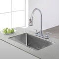 Chrome Double Handle Pull Down Spray Kitchen Sink Faucet A744