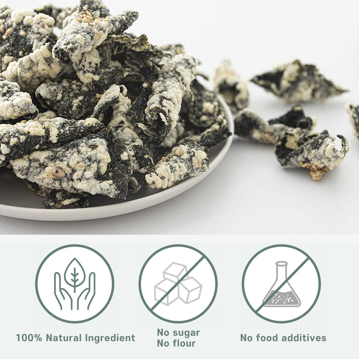 Handmade Korean Seaweed Snacks Chips with Sticky Rice, No Sugar, Vegan P612489