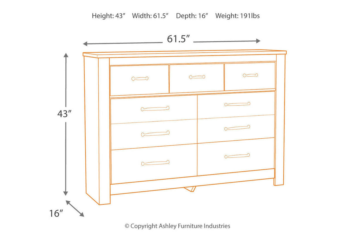Whitewash 7 Drawer Dresser X672