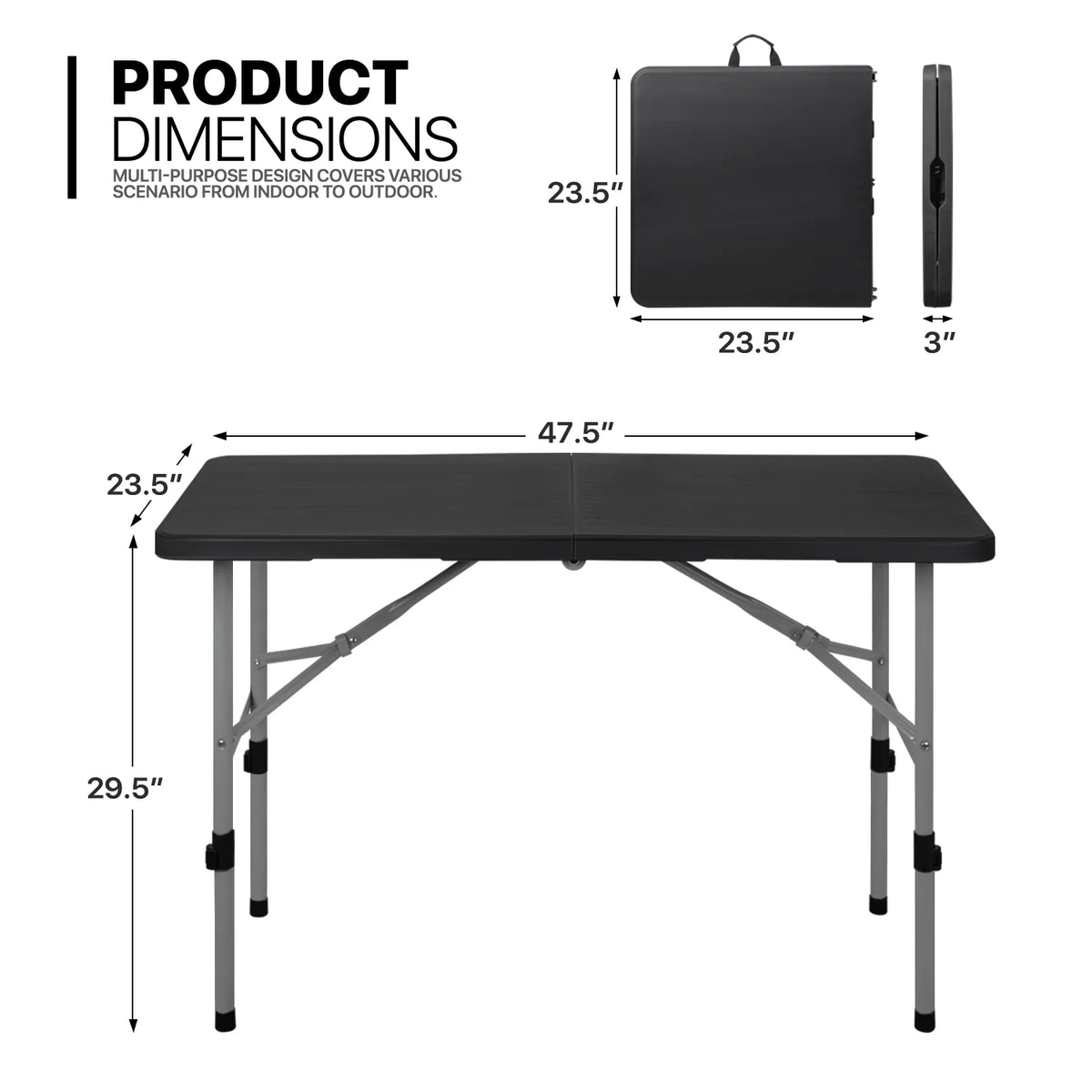 10 Pieces Plastic Folding Card Table with Carrying Handle, Black Y57604
