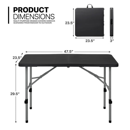10 Pieces Plastic Folding Card Table with Carrying Handle, Black Y57604