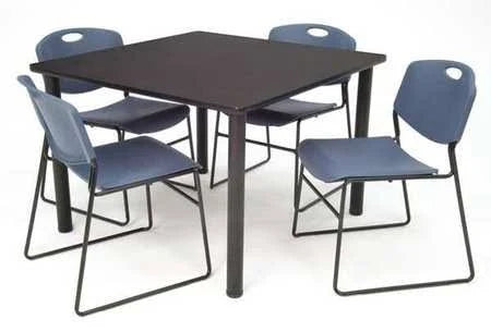 36x22 Square Breakroom Table Mocha Walnut Black S510082