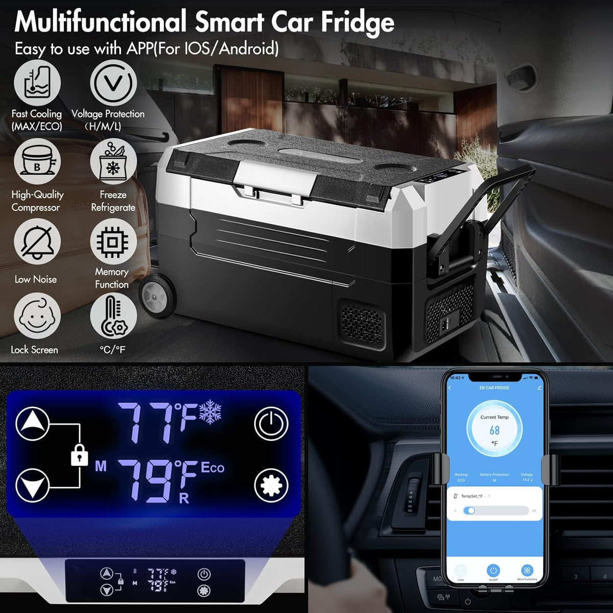 Portable Car Refrigerator 37 Quart Dual Zone Compressor Cooler B36565