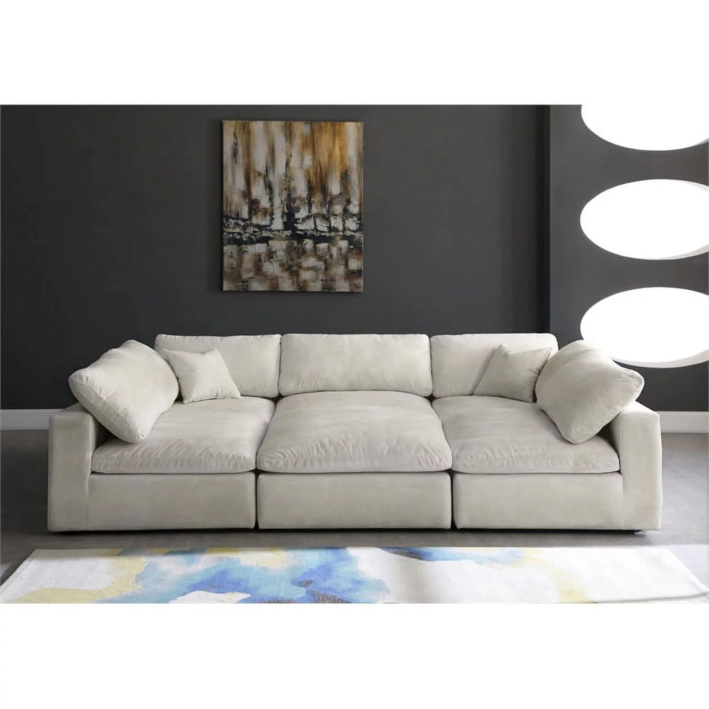 Cream Velvet Modular Sectional J868