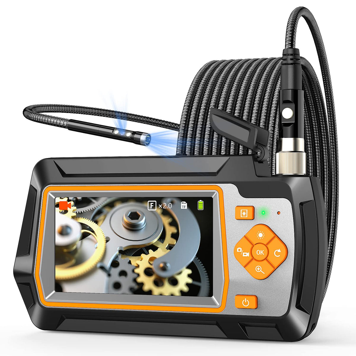 Dual Lens 1080P HD Borescope Inspection Camera with Metal Cable E1867