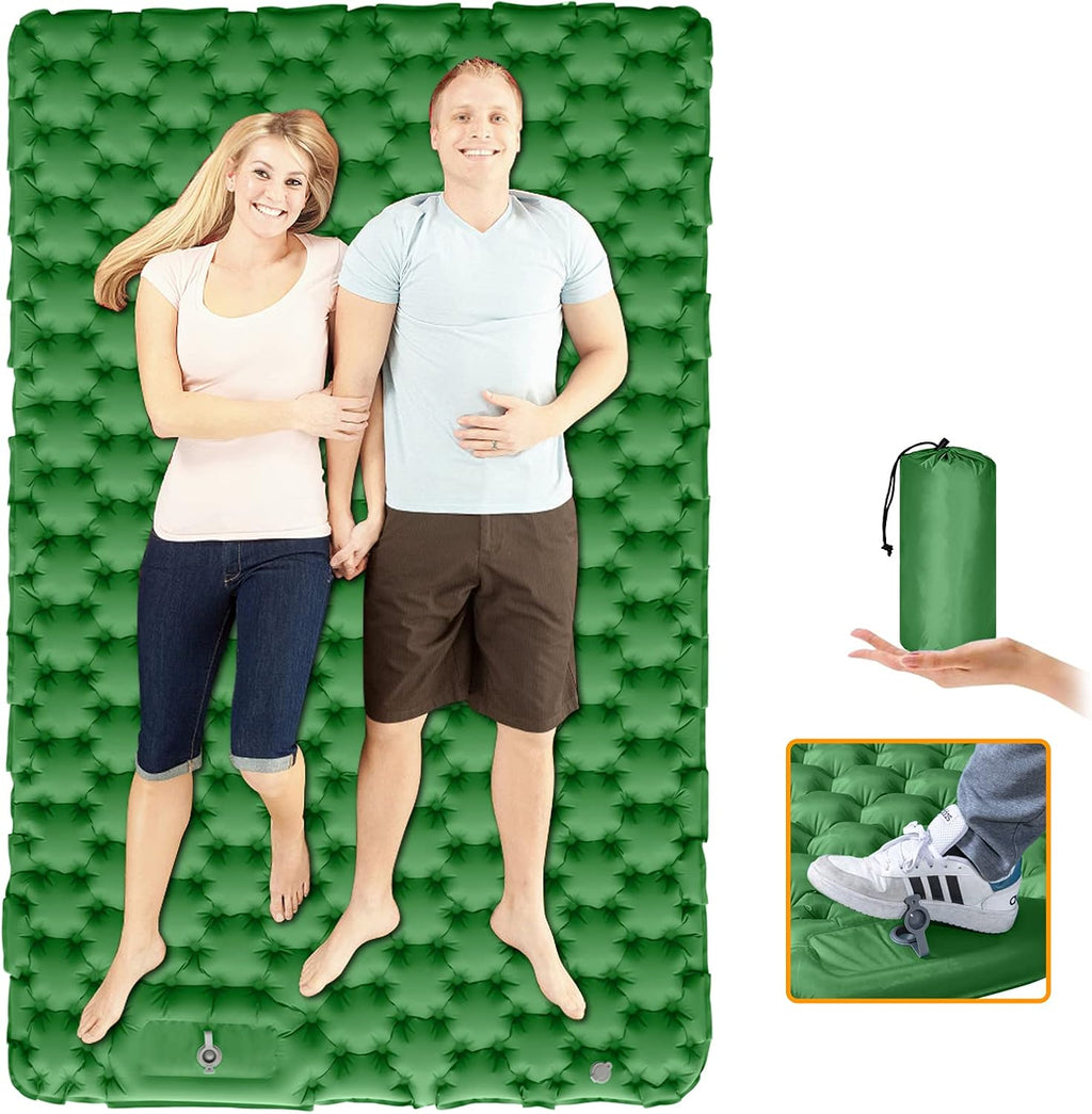 Double Camping Pad Self Inflating Sleeping Pad with Built-in Foot Press M588