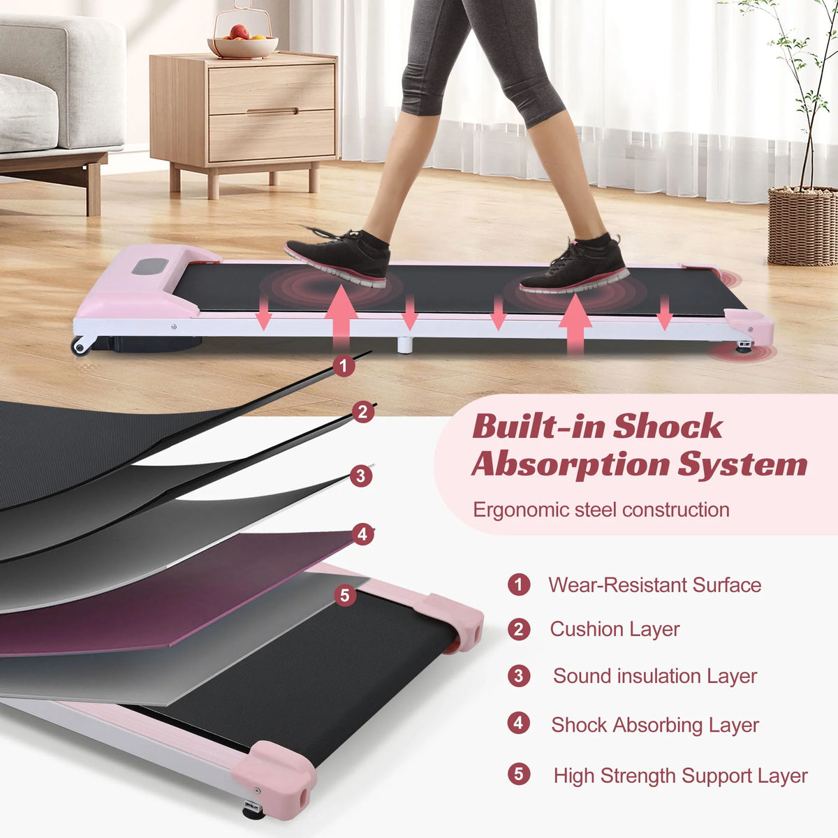2-in-1 Under Desk Treadmill Walking Pad 2.5HP E895