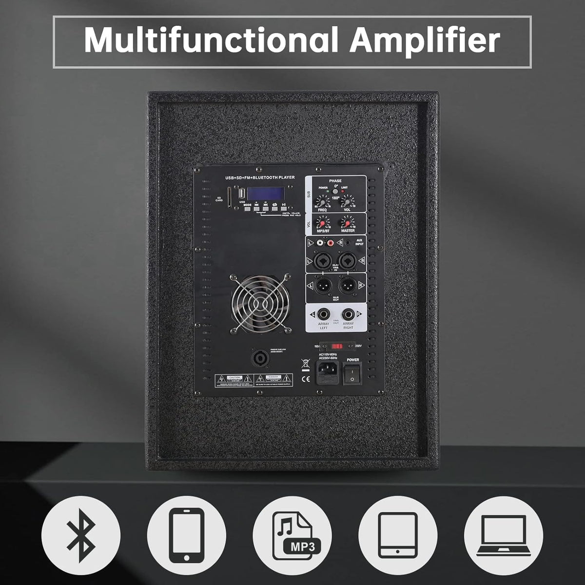 4000W 12-inch PA Speaker System Combo Set with Remote Control, Line Array Speakers with Built-in MP3 USB FM SD Card Bluetooth & Subwoofer Q671847