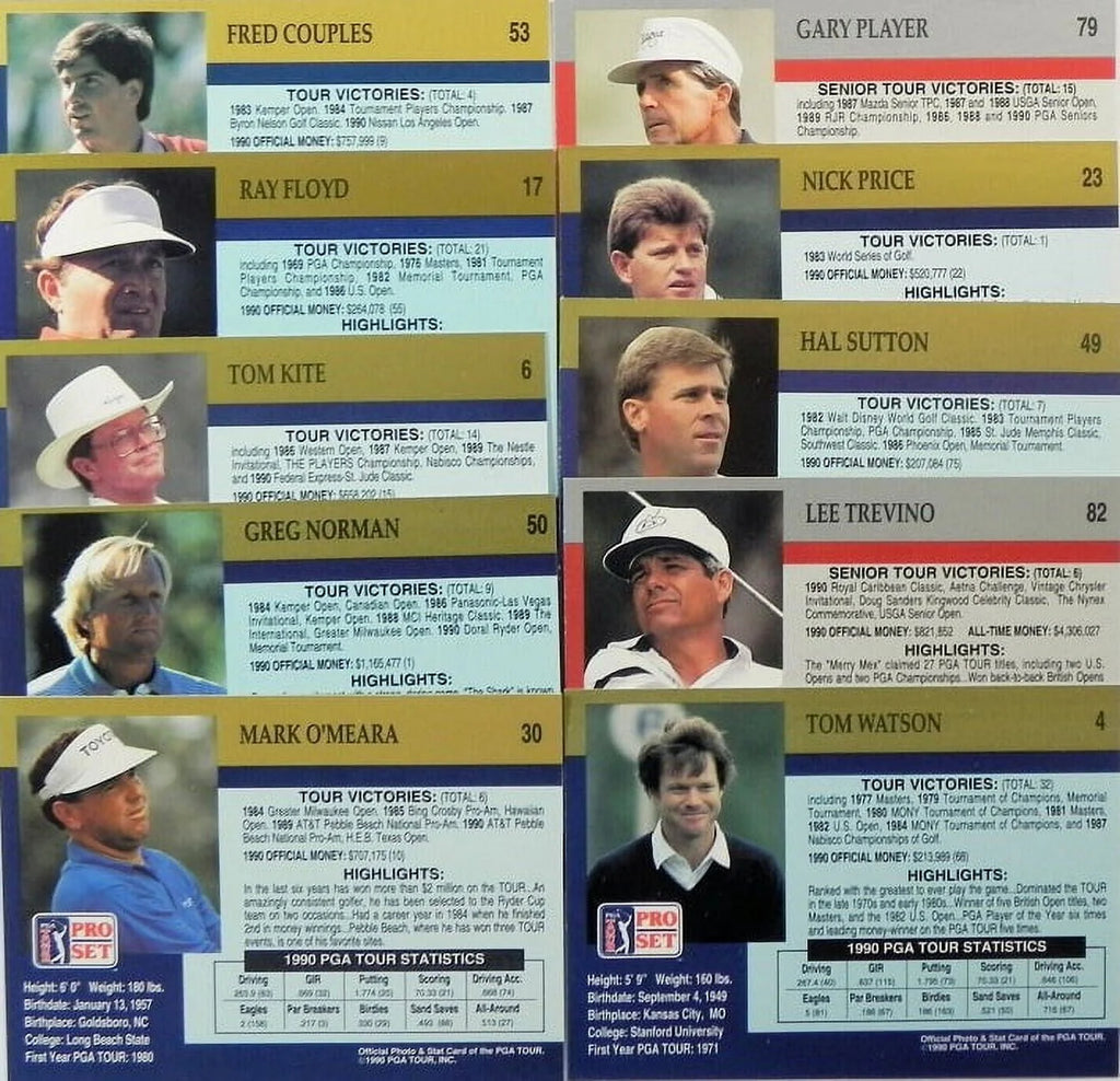 Golf Trading Cards Box (100 Cards) D225