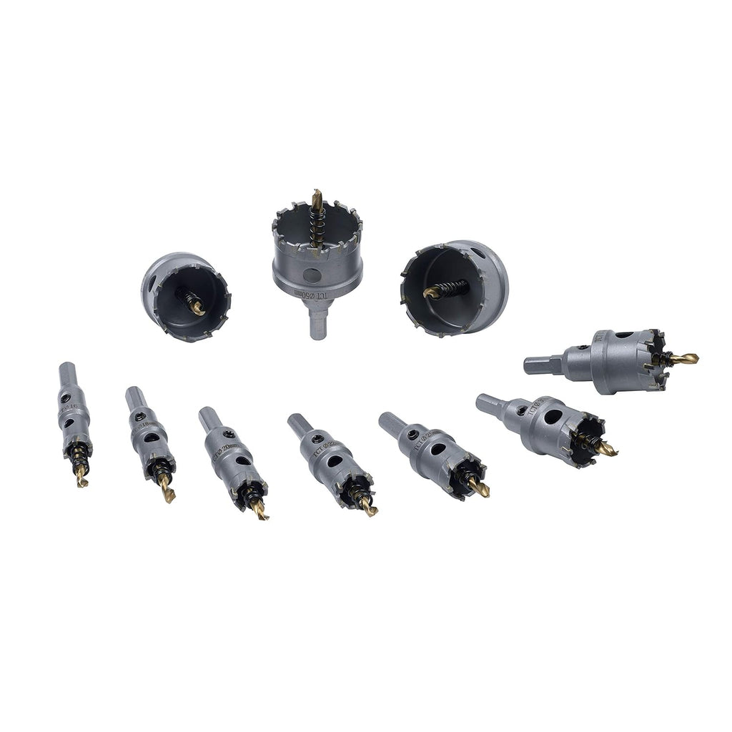 10 Pcs Carbide Hole Saw Set with Titanium Plated Center Drill and Storage Case D67252